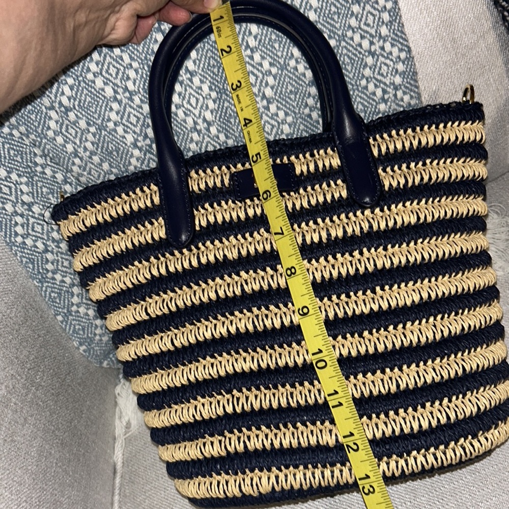 Lauren Ralph Lauren Striped Navy and Natural Woven Tote Bag - Picture 9 of 16